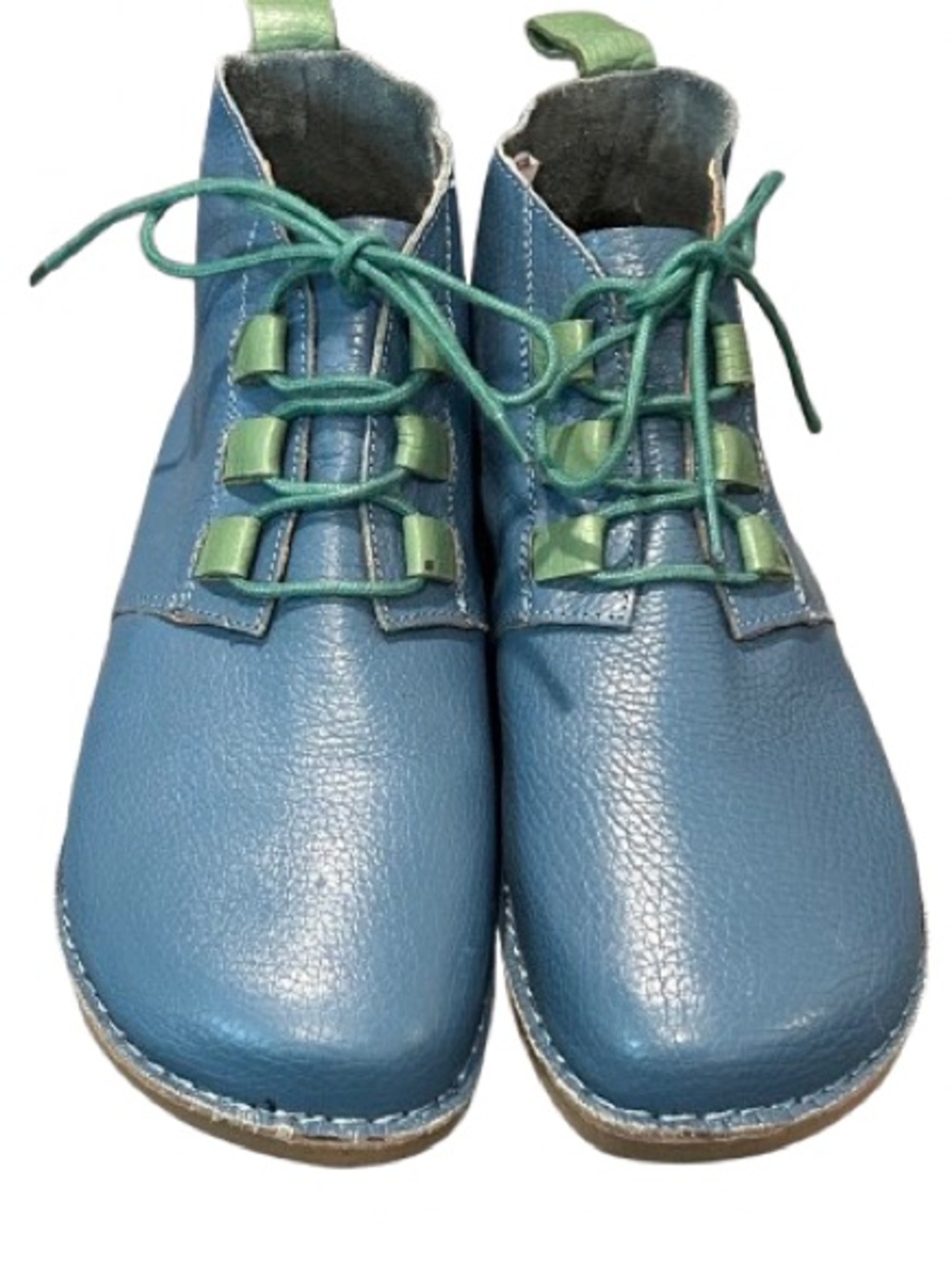Gudrun Sjoden Nappa Blue Leather Ankle Boots Lagenlook Granola Booties Size 41